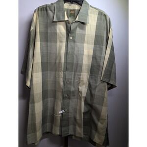 Scott Barber XL men's‎ Cotton short sleeve shirt plaid checked Green